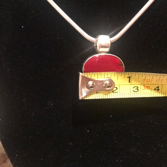 Sterling silver and red coral pendant. - Picture 4 of 4